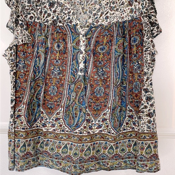 Rachel Zoe multicolored sleeveless Button Front Top, Size L - Picture 3 of 9